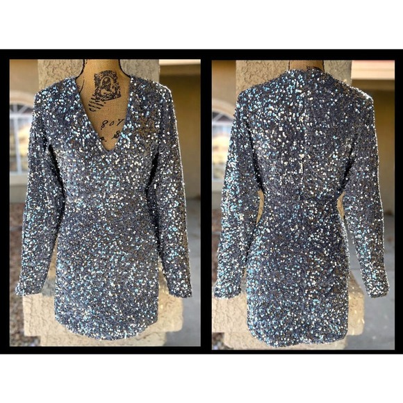 Sequin over Velveteen Mini Dress Size S - Picture 5 of 9